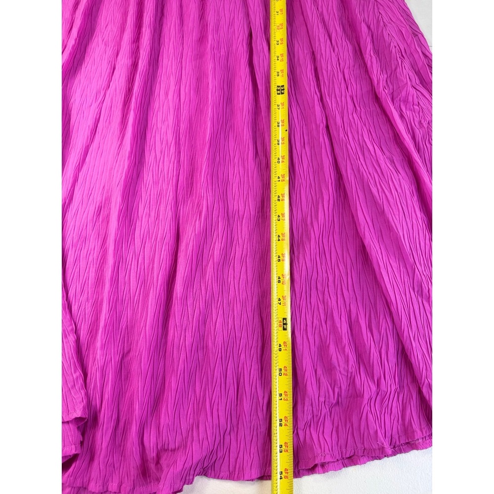 Japna Pink Crinkle Flutter Sleeve Maxi Dress V-Neck Flowy Bohemian Summer - Picture 8 of 10